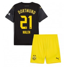 Borussia Dortmund Donyell Malen #21 Bortedraktsett Barn 2024-25 Kortermet (+ korte bukser)